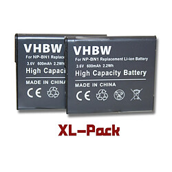 2 x batteries vhbw Set 600mAh pour appareil photo Sony Cyber-Shot DSC-WX220 comme NP-BN1