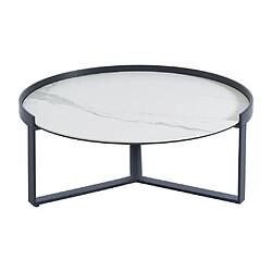 Avis Vente-Unique Tables basses gigognes en verre trempé fumé, céramique et métal - Effet marbre blanc et Noir - ZERILA de Maison Céphy