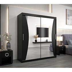 Abiks Meble Armoire MONACO À Portes Coulissantes 200/180/62 2 Portes (Noir/Noir)