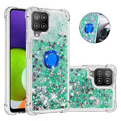 Coque en TPU Antichoc aux sables mouvants à motifs avec béquille en forme d'anneau Coeurs verts pour votre Samsung Galaxy A22 4G (EU Version)