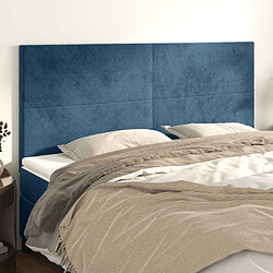 Maison Chic Lot de 4 Têtes de lit design pour chambre - Décoration de lit Bleu foncé 100x5x78/88 cm Velours -MN16726