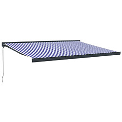 vidaXL Auvent rétractable bleu et blanc 4,5x3 m tissu et aluminium