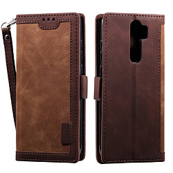 Etui en PU style d'épissage vintage avec support marron pour votre Xiaomi Redmi Note 8 Pro