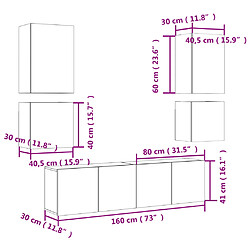 vidaXL Unités murales TV 6 pcs chêne sonoma bois d'ingénierie pas cher