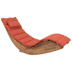 Beliani Chaise longue avec coussin Bois Rouge BRESCIA