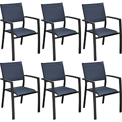 Proloisirs Fauteuils de jardin aluminium et toile Games (Lot de 6) Graphite, bleu.