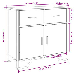 vidaXL Buffet chêne fumé 79,5x35,5x74,5 cm bois d'ingénierie pas cher