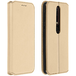 Avizar Etui Nokia 6.1 Housse folio Porte-carte Fonction Support - Dorée