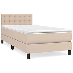 Maison Chic Structures de lit + matelas,Lit à sommier tapissier avec matelas Cappuccino 80x200 cm -MN16116