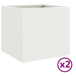 Maison Chic Lot de 2 Jardinières,Bac à fleurs - pot de fleur blanc 32x30x29 cm acier laminé à froid -GKD64916