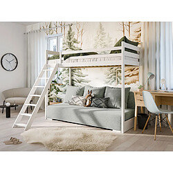 Kids Literie LIT MEZZANINE ET CANAPE SAFINO 90 x 200 / 140 x 200 Blanc - gris