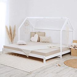 Homestyle4U Lit Cabane Enfant 90x200 cm - blanc