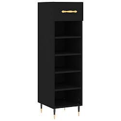 Maison Chic Armoire à Chaussures Noir,Meuble de Rangement à Chaussures 30x35x105 cm bois d'ingénierie -MN14072