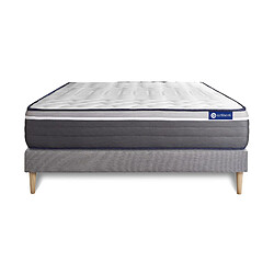 Avis ACTISOM Ensemble matelas ACTIMEMO PLUS 140x190 Mémoire de forme Maxi épaisseur 7zones de confort + sommier KIT gris