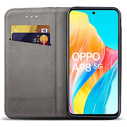 Htdmobiles Housse etui portefeuille avec coque interieure en silicone pour Oppo A98 5G + film ecran - BLEU MAGNET