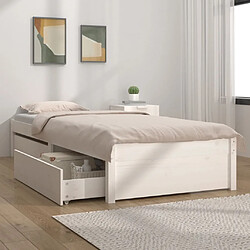 vidaXL Cadre de lit sans matelas avec tiroirs blanc