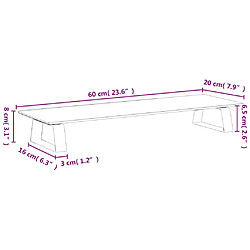 vidaXL Support de moniteur noir 60x20x8 cm verre trempé et métal pas cher