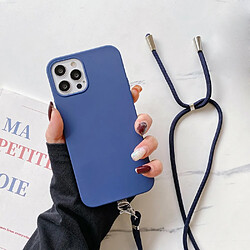 Coque en TPU bonbons de couleur unie avec sangle bleu foncé pour votre Apple iPhone 12 Pro Max