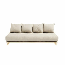 Inside 75 Canapé convertible futon SENZA pin naturel coloris beige couchage 90 cm.