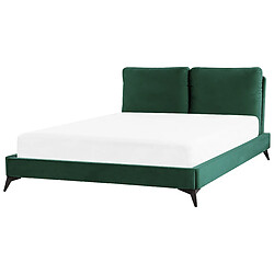 Beliani Lit double en velours vert 160 x 200 cm MELLE