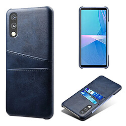 Coque en TPU + PU anti-rayures, avec deux porte-cartes bleu pour votre Sony Xperia Ace 2