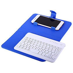 Acheter Universal Mini clavier Bluetooth sans fil avec étui en cuir Vertical Smartphone Clavier rechargeable 8 iPad Air Android Universel |(Bleu)