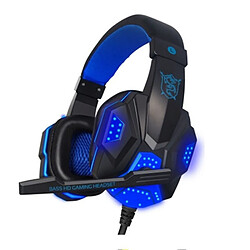 Wewoo Casque sur-oreille Gaming Headphone Subwoofer Stereo Bass Bandeau Headset avec microphone et lumière LED USB (Noir Bleu)