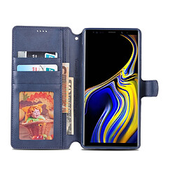 Acheter Wewoo Housse Coque Pour Galaxy Note 9 AZNS Texture du mollet Etui en cuir avec rabat horizontal magnétique PU support et fentes cartes et cadre photo Bleu