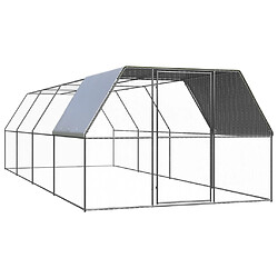 vidaXL Poulailler d'extérieur 3x8x2 m Acier galvanisé