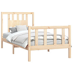 Avis Maison Chic Lit adulte - Cadre Structure de lit avec tête de lit Contemporain bois de pin massif 90x200 cm -MN57746