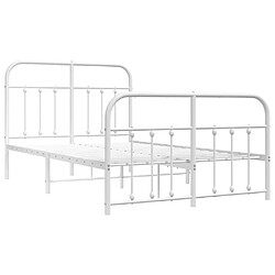 Maison Chic Lit adulte - Lit simple Cadre de lit métal avec tête de lit/pied de lit,Structure du lit Contemporain pour chambre blanc 120x200cm -MN16667 pas cher