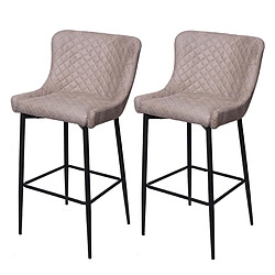 Decoshop26 Lot de 2 tabourets de bar chaises de comptoir en tissu gris design chic et rétro 04_0000157