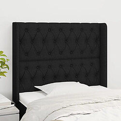 vidaXL Tête de lit avec oreilles Noir 103x16x118/128 cm Tissu