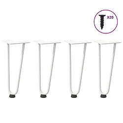 vidaXL Pieds de table en forme d'épingle à cheveux 4 pcs blanc 30 cm