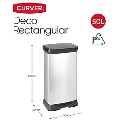 Curver Poubelle à pédale Deco 50 L Argenté pas cher