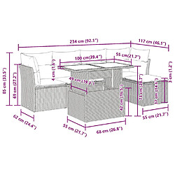 vidaXL Salon de jardin 6 pcs avec coussins gris résine tressée pas cher