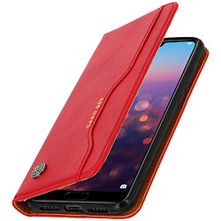 Avizar Etui Folio Huawei P20 Pro Housse Clapet Cuir Porte-cartes Fonction Stand - Rouge