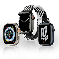 Avizar Bracelet pour Apple Watch 41mm / 40mm / 38 mm Nylon Tressé blanc / noir pas cher