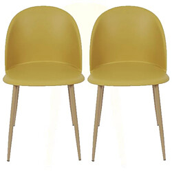 Toilinux Lot 2 Chaises Scandinave Bergen - Jaune moutarde