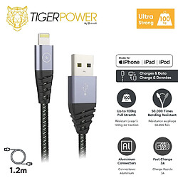 Acheter Tiger Câble Lightning USB 2.4A - 1,2m Gris