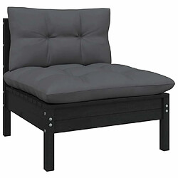 Acheter Maison Chic Salon de jardin 6 pcs + coussins - Mobilier/Meubles de jardin - Table et chaises d'extérieur Noir Bois de pin -MN37510