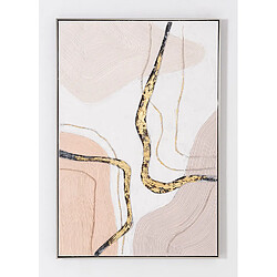 Pegane Tableau peinture à l'huile sur toile, peinte avec cadre en bois noir et argenté - Longueur 80 x Profondeur 3.5 x Hauteur 120 cm