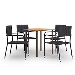 Salle à manger de jardin 5 pcs,Table et chaise à dîner Résine tressée Noir -MN61277