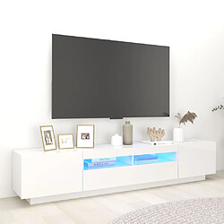 vidaXL Meuble TV avec lumières LED Blanc brillant 200x35x40 cm