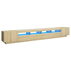 vidaXL Meuble TV avec lumières LED Chêne sonoma 300x35x40 cm