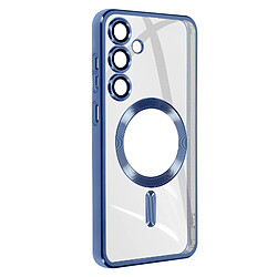 Avizar Coque MagSafe pour Samsung S23 FE en Silicone Contour Chromé Bleu