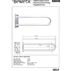 Bemeta - Maison De La Tendance Barre d'appui en forme U HELP en blanc comaxite