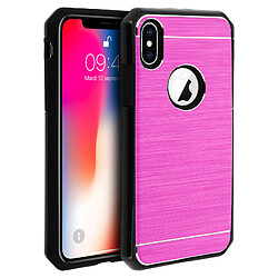 Avizar Coque iPhone X / XS Protection Aluminium Contour Silicone renforcé - rose