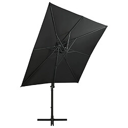 Acheter ComfortXL Parasol Déporté Avec Mât Et Lumières LED Noir 250 Cm