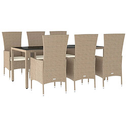 Avis Ensemble salle à manger de jardin 7 pcs,Table et chaise à dîner d'extérieur beige poly rotin -MN63522